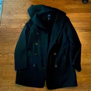 Black car coat. Good for early fall, early spring time